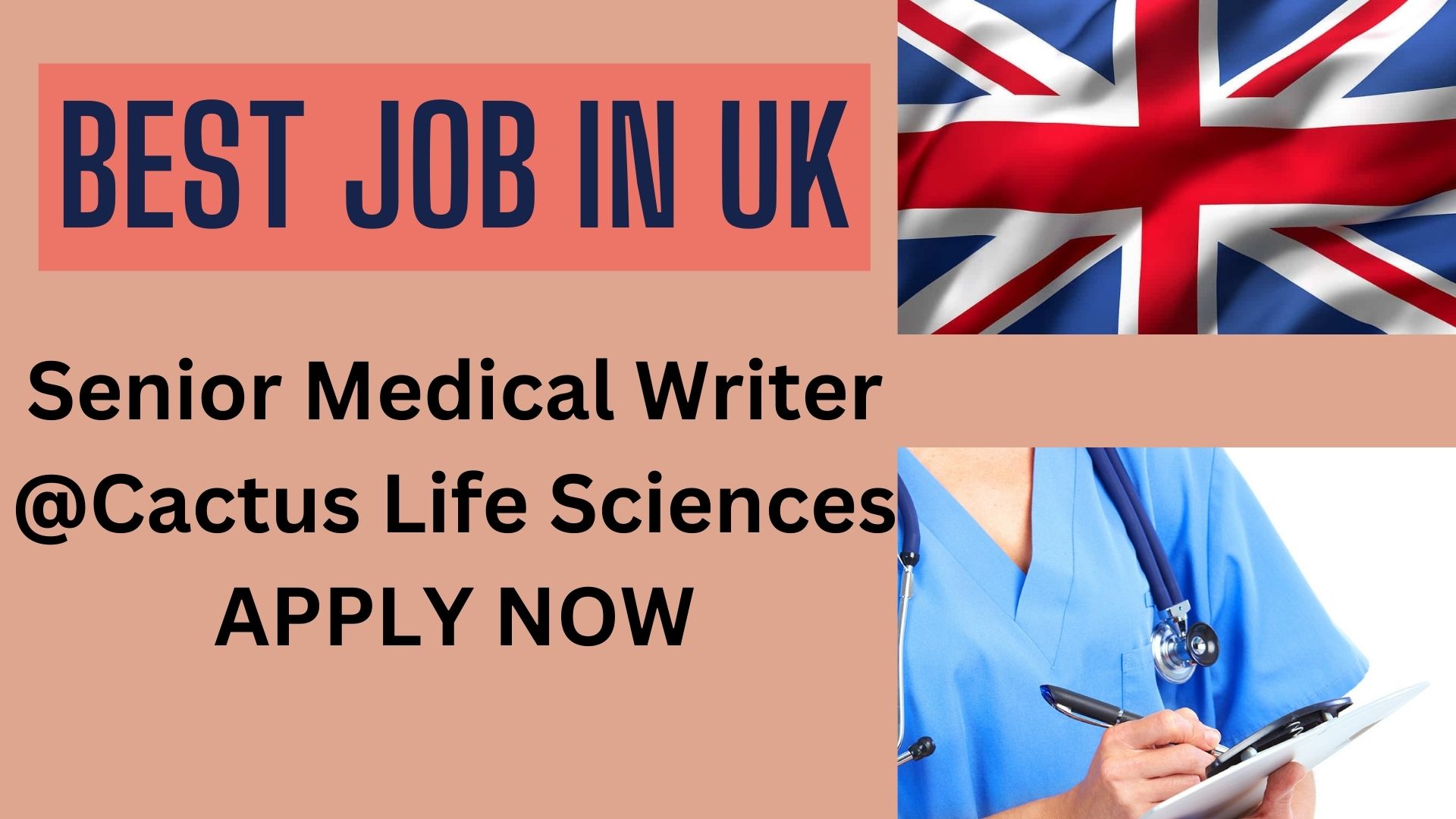 Best Job in UK as Senior Medical Writer at Cactus Life Sciences ; APPLY NOW